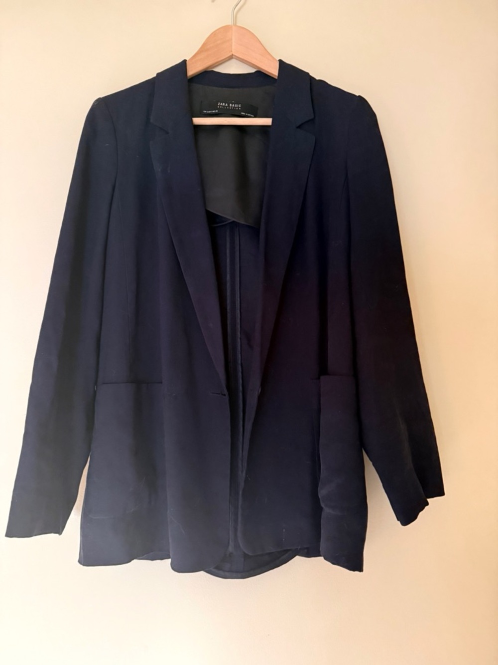 Zara Oversized Relaxed One Button Navy Blazer - Picture 2 of 5